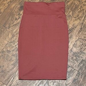 Regna pencil skirt burnt orange knee length elastic waistband back slit Sz small